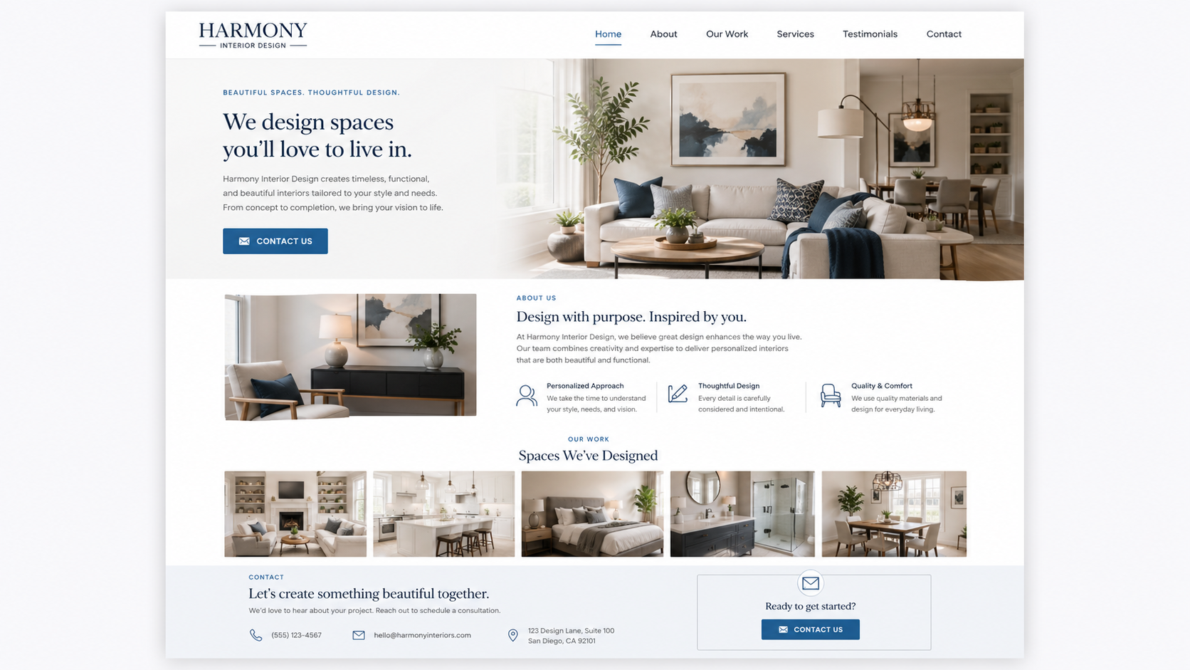 Mockup of a traditional informational website